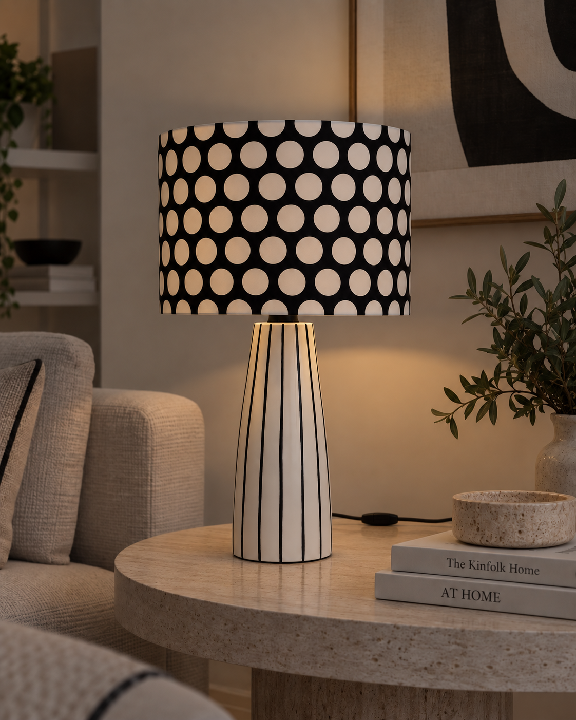 Lámpara de Mesa Lines Blanco + Dots Negro