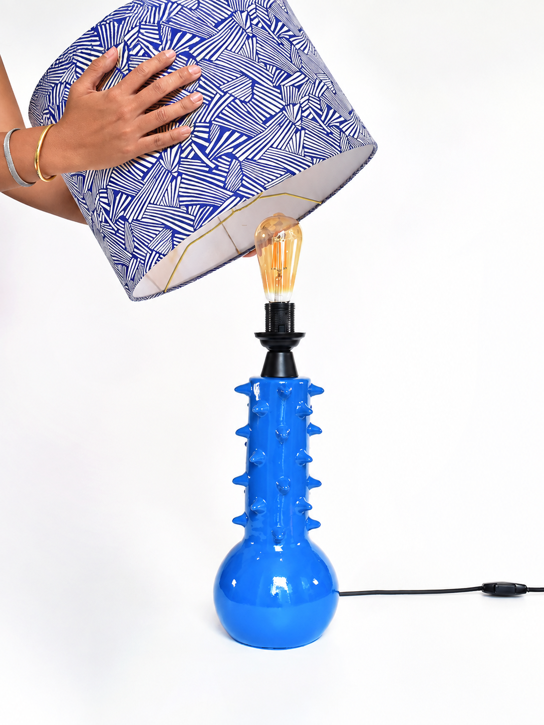 Lámpara de Mesa Cactus Azul + Retro Azul