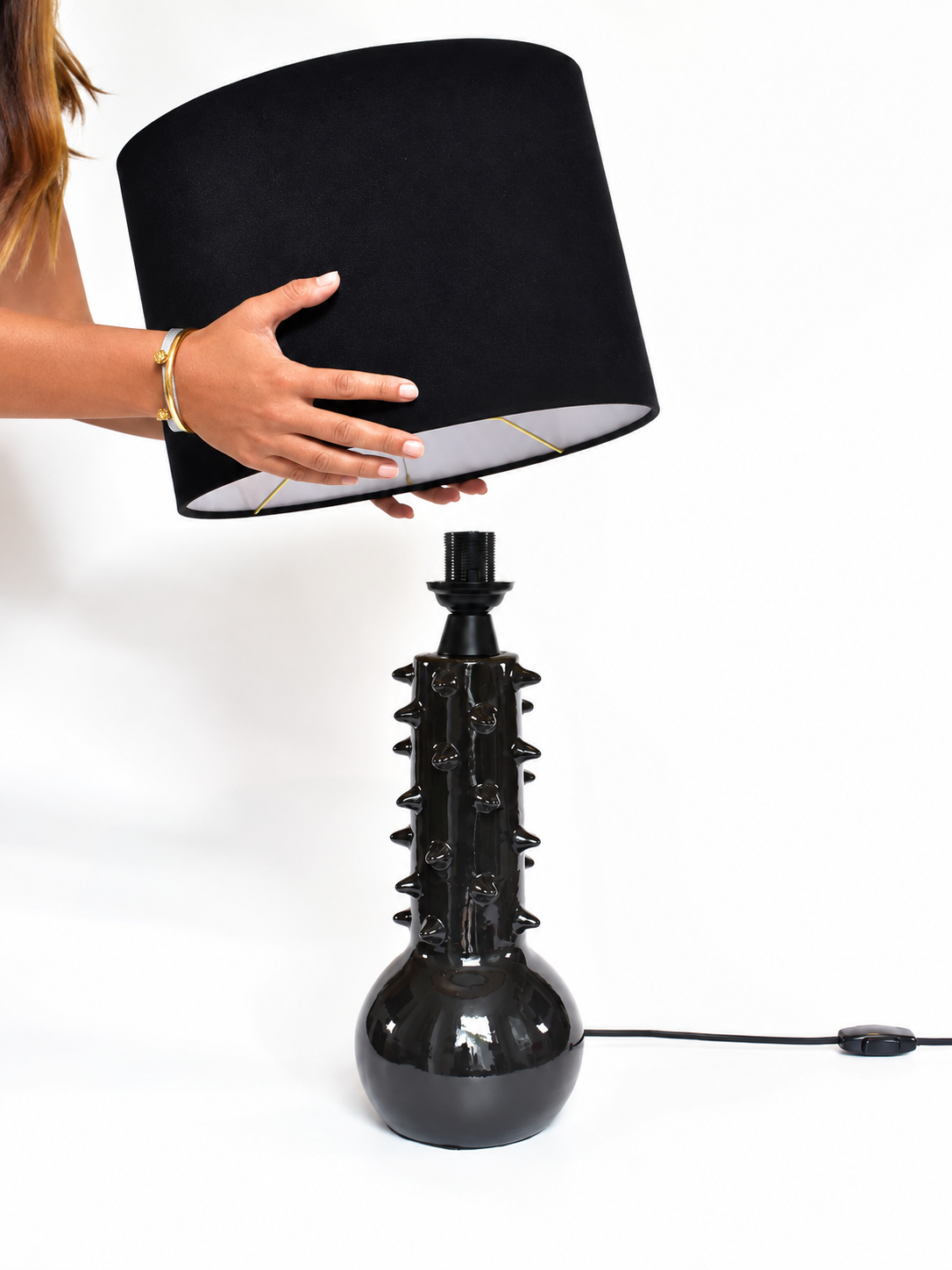 Lámpara de Mesa Cactus Negro + Liso Negro