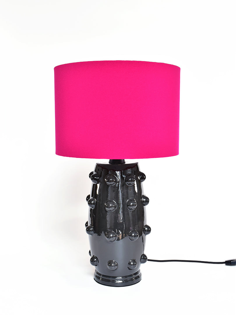 Lámpara de Mesa Bolas Negro + Liso Fucsia