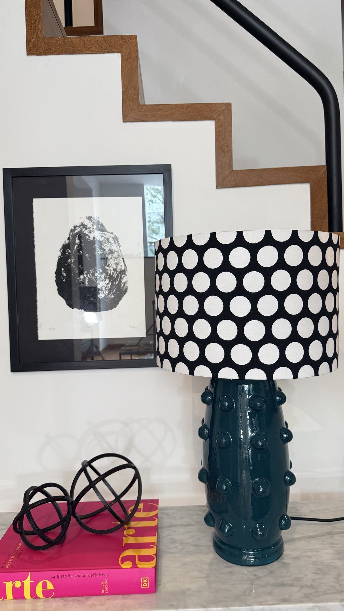 Lámpara de Mesa Bolas Turquesa + Dots Negro