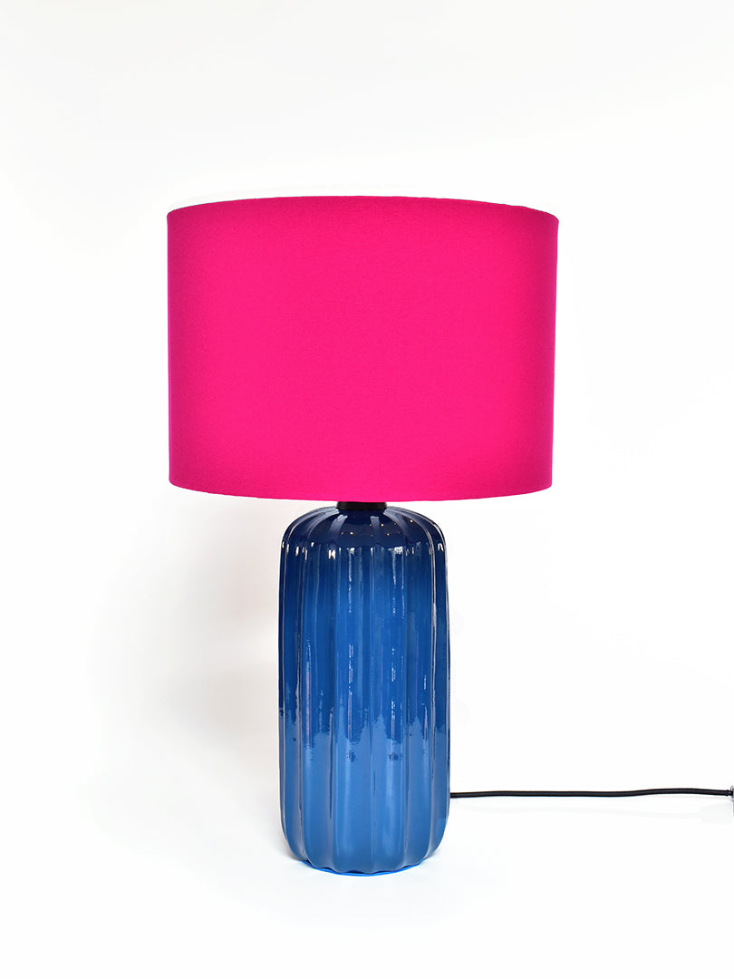 Lámpara de Mesa Caramel Azul + Liso Fucsia