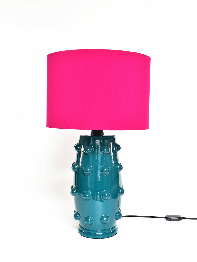 Lámpara de Mesa Bolas Turquesa + Liso Fucsia